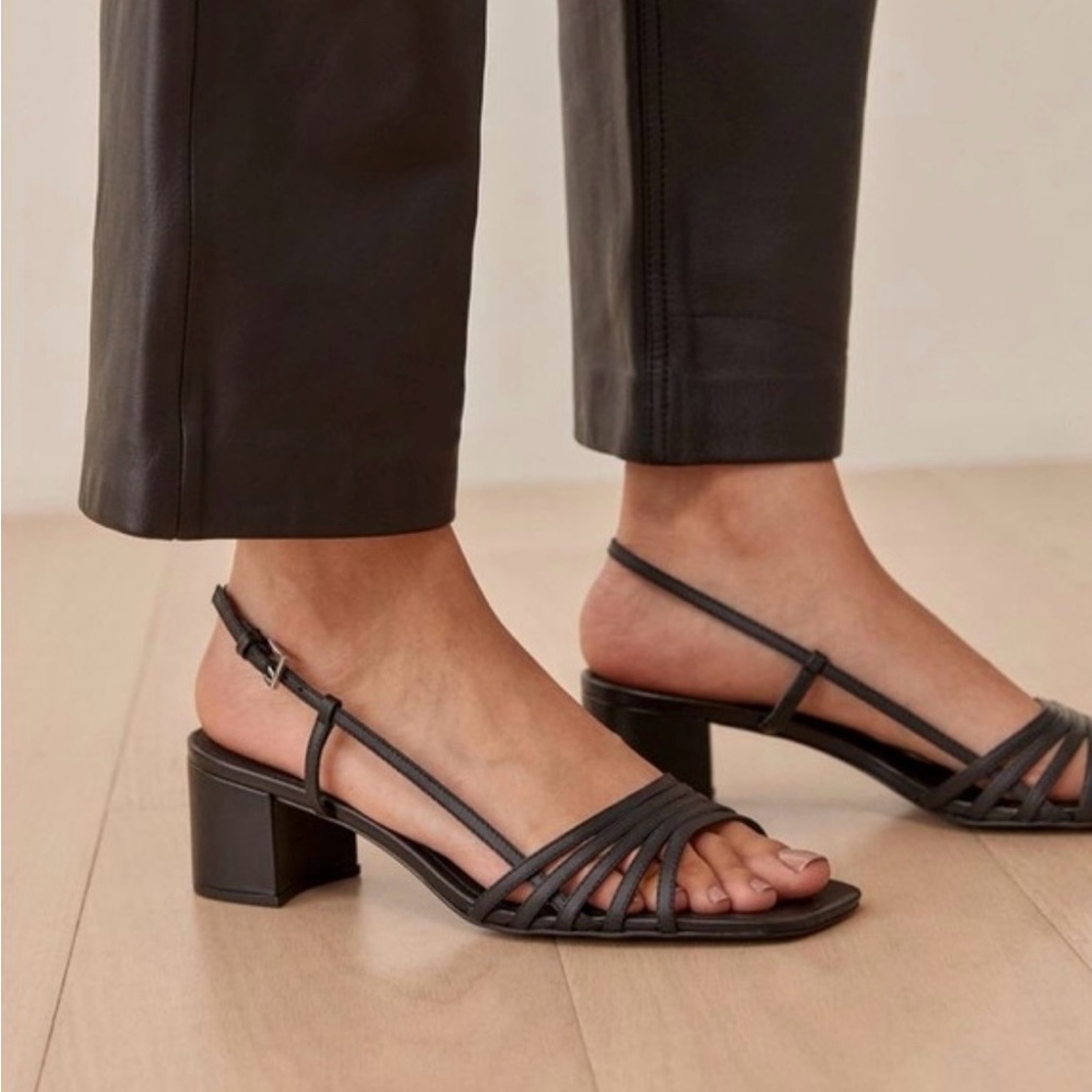 Reformation Black Strappy Block Heels